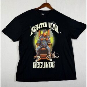 Death Row Records Mens XL Black Graphic T-Shirt Electric Chair Hip Hop Rap Tee
